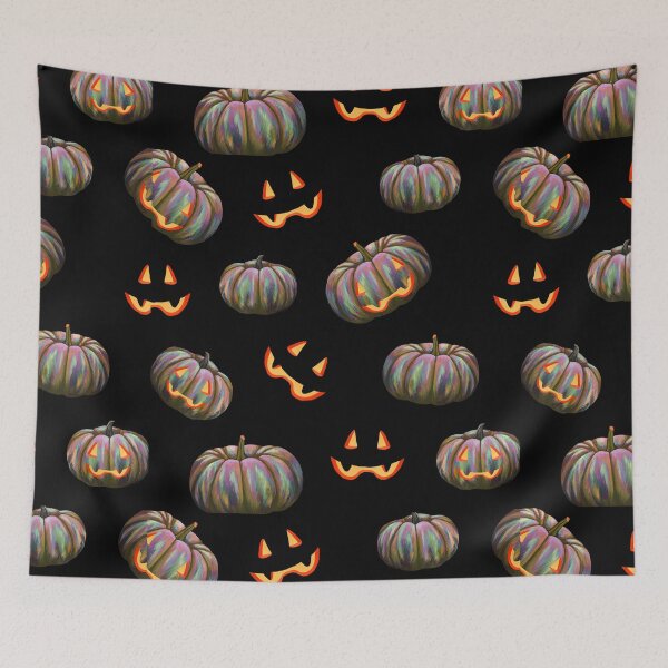 Item preview, Halloween Jack-O-Lantern Pumpkin Pattern On Black designed and sold by DEC02.