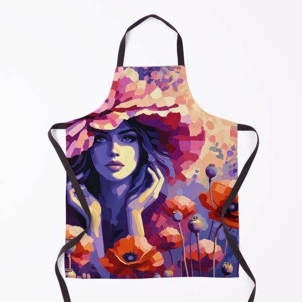 Item preview, Floral Woman Portrait with Poppies – Colorful Boho Botanical Art designed and sold by ArtByBoya.