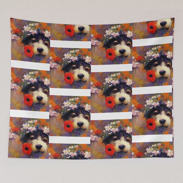 Item preview, Arte impresionista de perros flor designed and sold by danyelprojects.