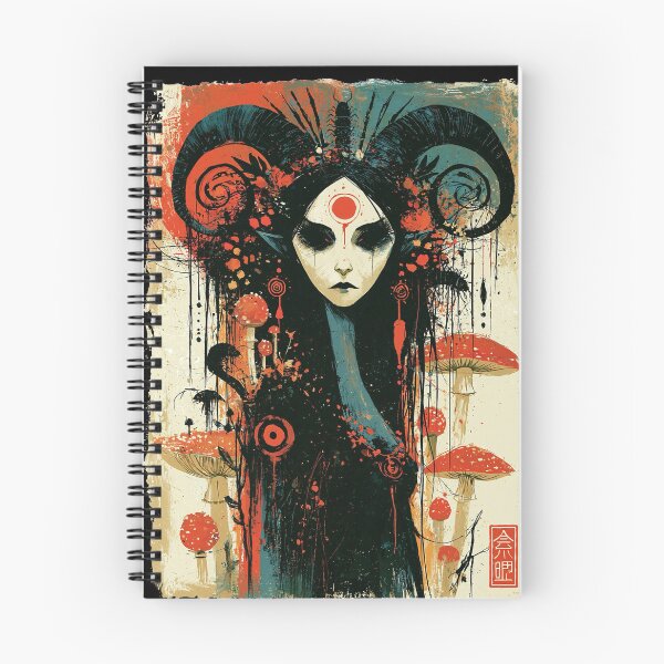 Item preview, The Old Rites: Horned Goddess with Closed Eyes Among Red Toadstools Art designed and sold by The Wild Kingdom.