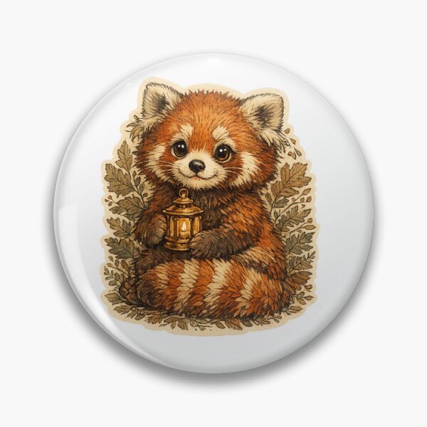 Item preview, Cute red panda with vintage lantern – autumn forest sticker in fairytale style designed and sold by Alpha-mike13.