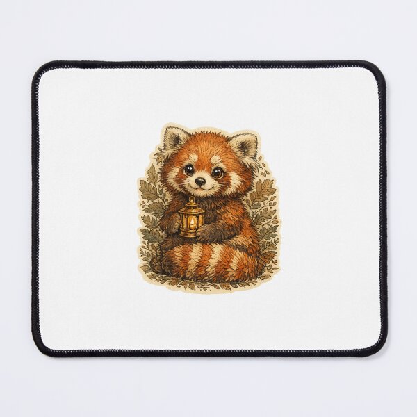 Item preview, Cute red panda with vintage lantern – autumn forest sticker in fairytale style designed and sold by Alpha-mike13.