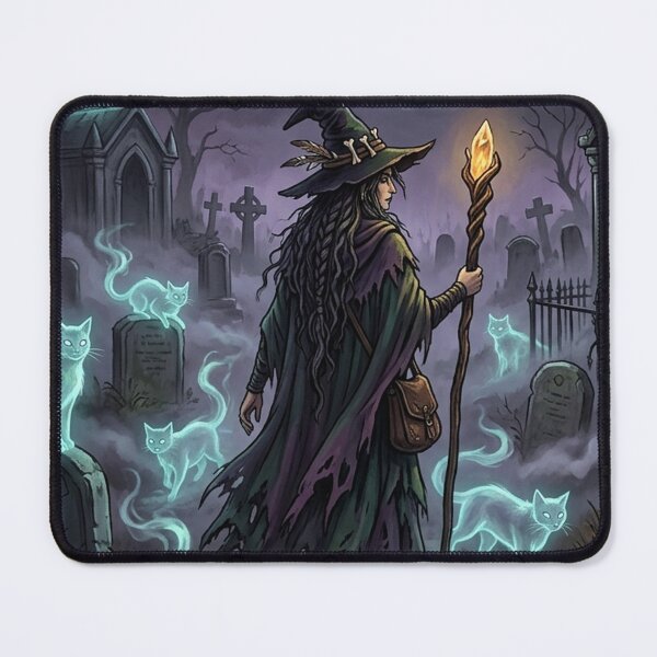 Item preview, Dark Witch Graveyard Tapestry | Gothic Ghost Cats Poster | Gift for Goths designed and sold by YNAMREG.