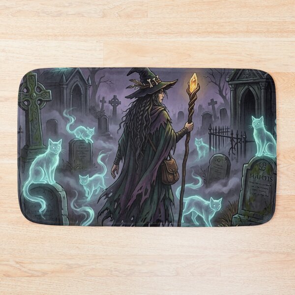 Item preview, Dark Witch Graveyard Tapestry | Gothic Ghost Cats Poster | Gift for Goths designed and sold by YNAMREG.