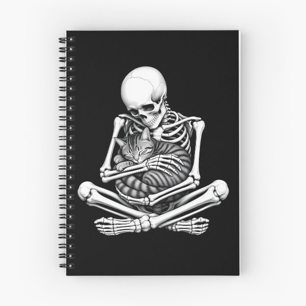 Item preview, Skeleton Cradling Sleeping Striped Cat designed and sold by Linework Studio.