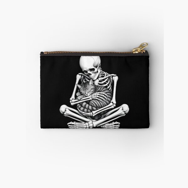 Item preview, Skeleton Cradling Sleeping Striped Cat designed and sold by Linework Studio.