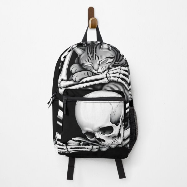 Item preview, Skeleton Cradling Sleeping Striped Cat designed and sold by Linework Studio.