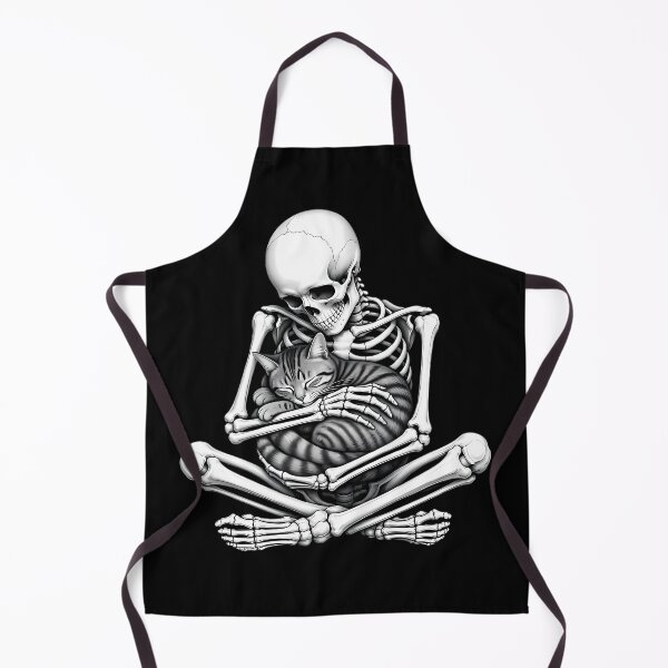 Item preview, Skeleton Cradling Sleeping Striped Cat designed and sold by Linework Studio.