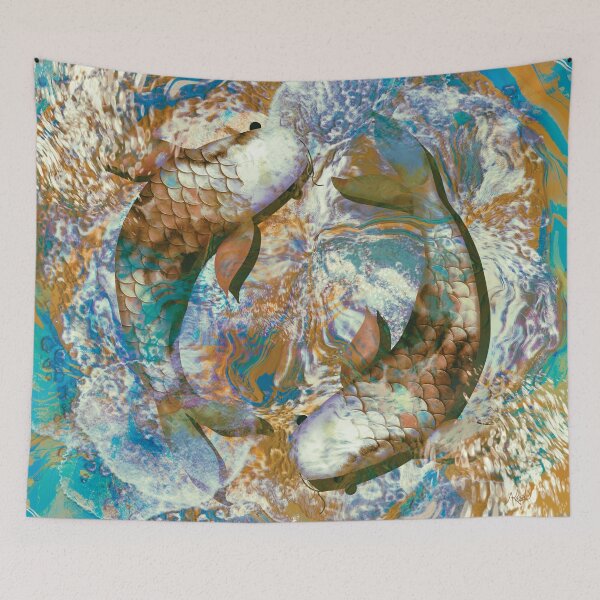 Item preview, Zen Turquoise and Gold Koi Fish Pond designed and sold by Karin Taylor.