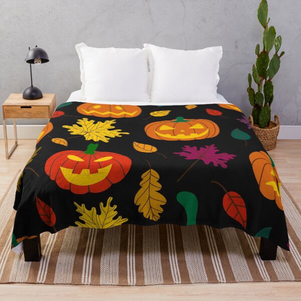 Item preview, Halloween Jack-O-Lantern Pumpkins Pattern And Fall Leaves designed and sold by DEC02.