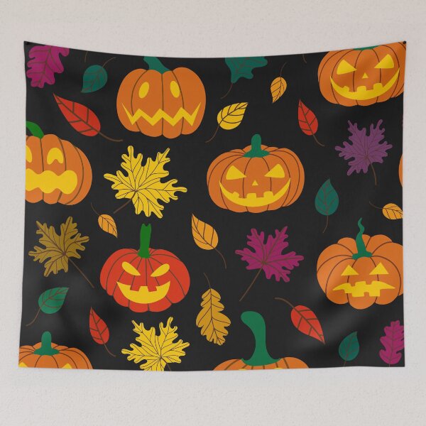 Item preview, Halloween Jack-O-Lantern Pumpkins Pattern And Fall Leaves designed and sold by DEC02.