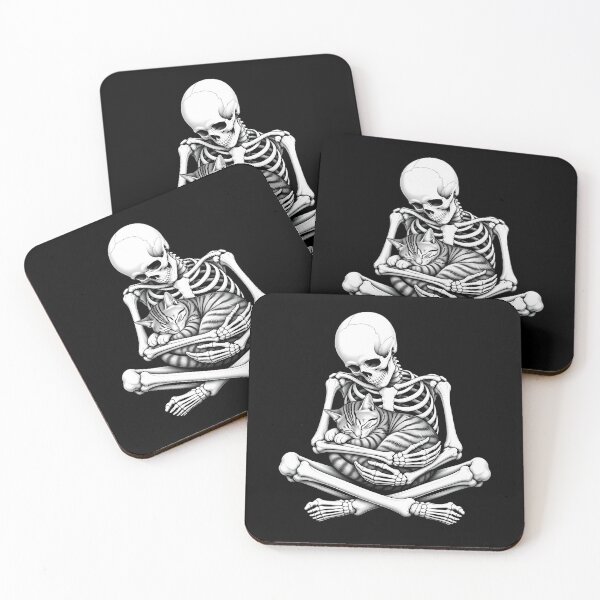 Item preview, Skeleton Cross-Legged Hugging Sleeping Tabby Cat designed and sold by Linework Studio.