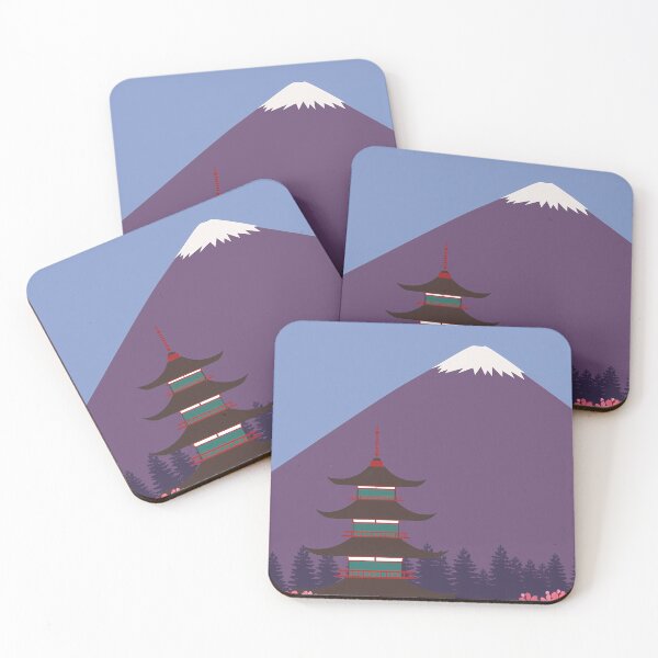 Item preview, Vintage Japan Poster with Mount Fuji and Cherry Blossoms designed and sold by RGB-crayon.