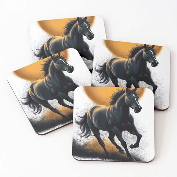 Item preview, Silueta de un majestuoso semental, un poderoso caballo corriendo contra el sol naciente, un semental en movimiento bajo el sol. designed and sold by Matt_Smith.