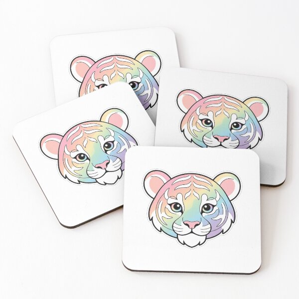 Item preview, Cute Pastel Rainbow Tiger Face Illustration designed and sold by Owcomm.