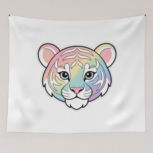 Item preview, Cute Pastel Rainbow Tiger Face Illustration designed and sold by Owcomm.