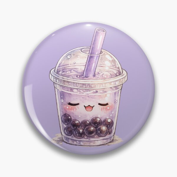 Item preview, Cute Kawaii Boba Tea Watercolor – Sleepy Bubble Tea Character in Pastel Purple designed and sold by MagicMakerPh.