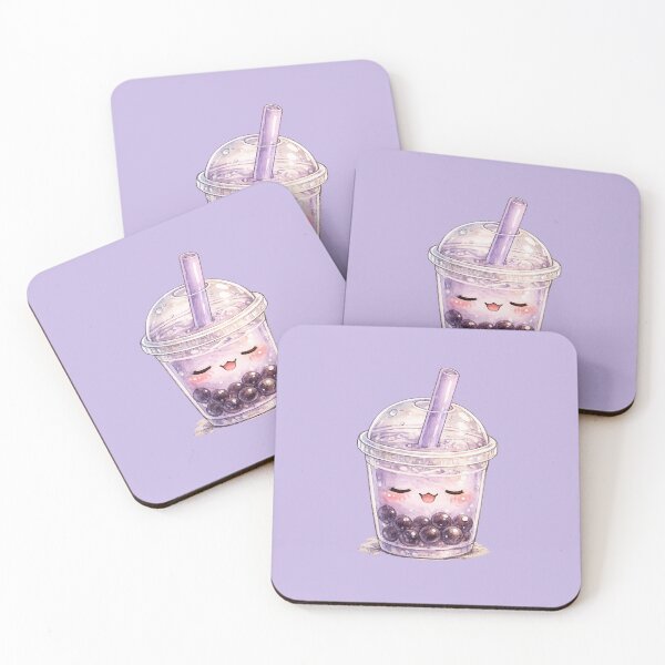 Item preview, Cute Kawaii Boba Tea Watercolor – Sleepy Bubble Tea Character in Pastel Purple designed and sold by MagicMakerPh.