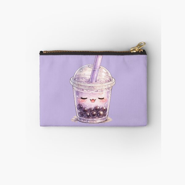 Item preview, Cute Kawaii Boba Tea Watercolor – Sleepy Bubble Tea Character in Pastel Purple designed and sold by MagicMakerPh.