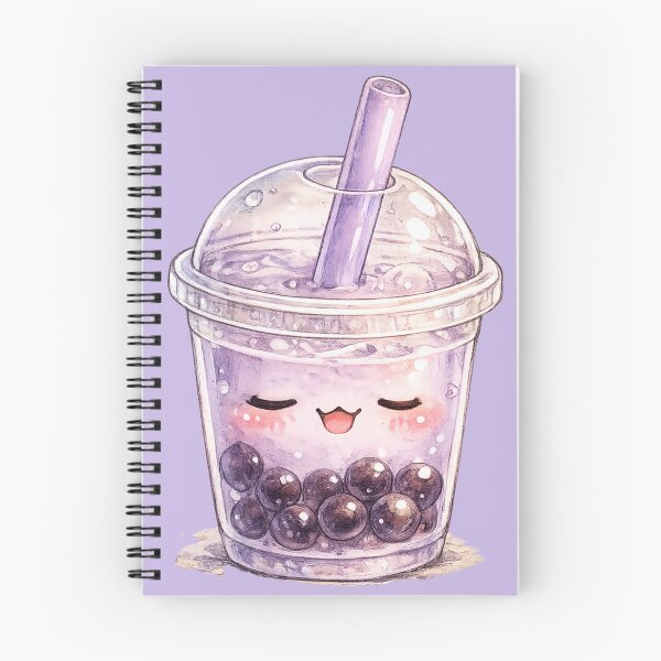 Item preview, Cute Kawaii Boba Tea Watercolor – Sleepy Bubble Tea Character in Pastel Purple designed and sold by MagicMakerPh.