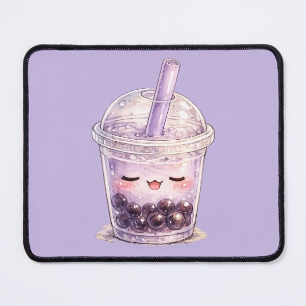 Item preview, Cute Kawaii Boba Tea Watercolor – Sleepy Bubble Tea Character in Pastel Purple designed and sold by MagicMakerPh.