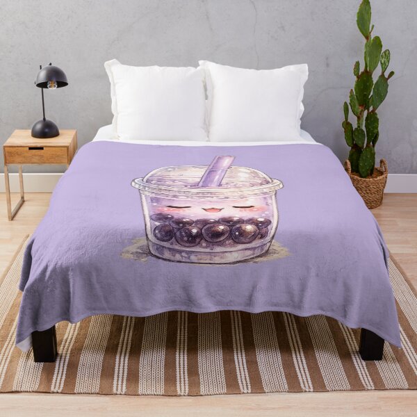 Item preview, Cute Kawaii Boba Tea Watercolor – Sleepy Bubble Tea Character in Pastel Purple designed and sold by MagicMakerPh.