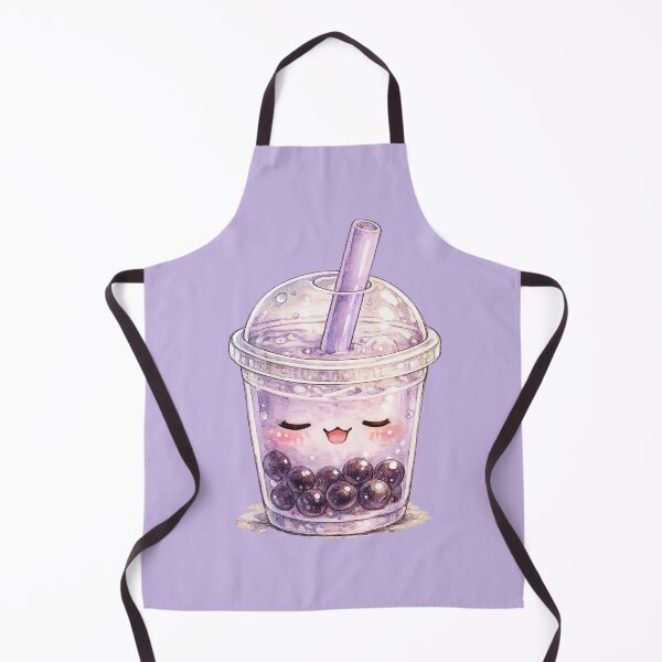 Item preview, Cute Kawaii Boba Tea Watercolor – Sleepy Bubble Tea Character in Pastel Purple designed and sold by MagicMakerPh.