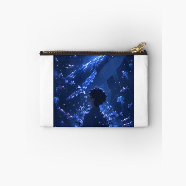 Item preview, Ethereal Ocean Dream: Anime Boy and Glowing Whale  designed and sold by Jaideep Walia.