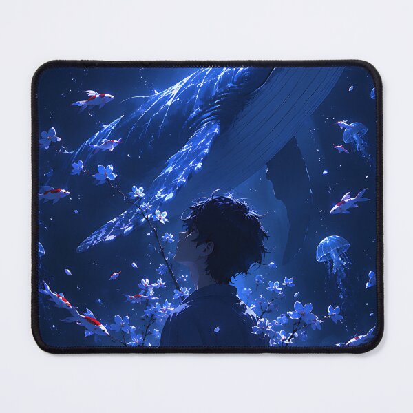 Item preview, Ethereal Ocean Dream: Anime Boy and Glowing Whale  designed and sold by Jaideep Walia.