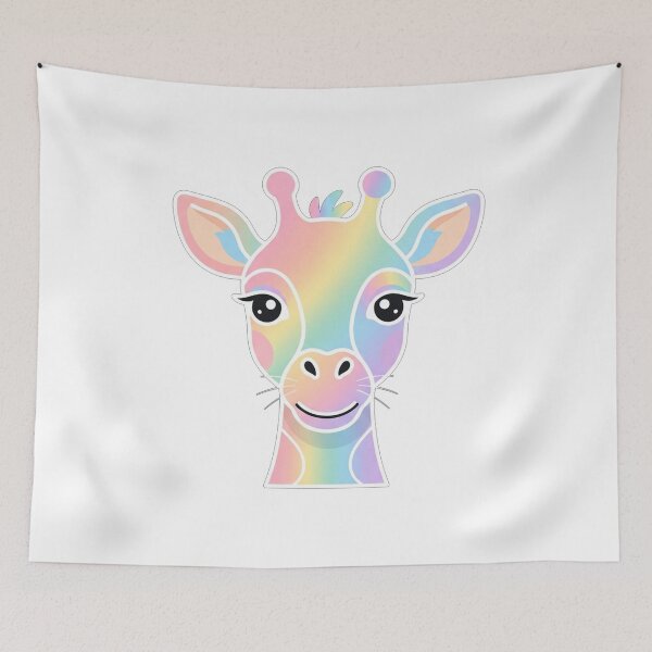 Item preview, Cute Rainbow Pastel Giraffe Portrait Illustration designed and sold by Owcomm.