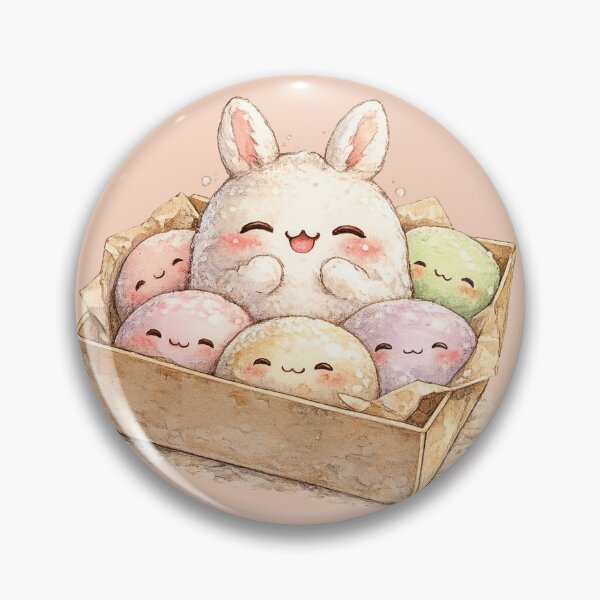 Item preview, Cute Mochi Bunny Watercolor – Kawaii Rabbit Rice Cake Character with Colorful Mochis designed and sold by MagicMakerPh.