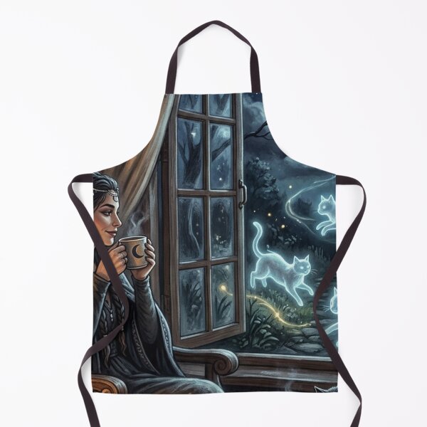 Item preview, Cozy Witch Tea Party Poster | Moonlight Ghost Cats | Gift for Introverts designed and sold by YNAMREG.