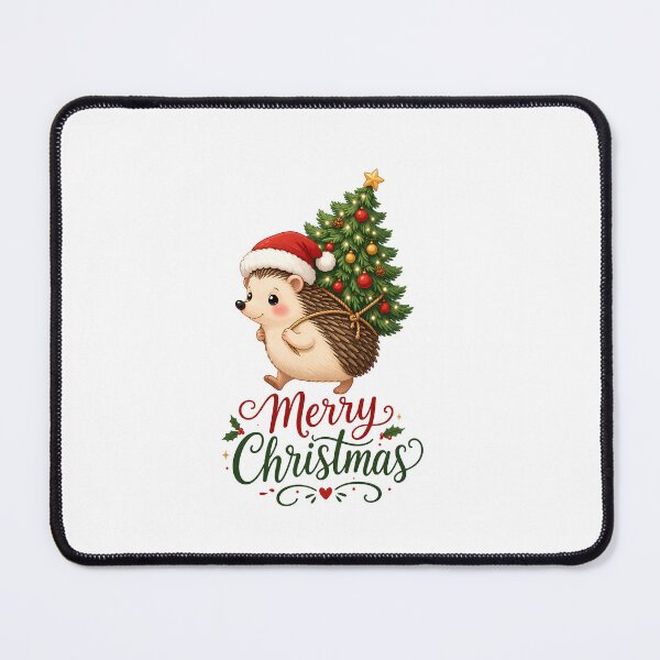 Item preview, Merry Christmas Cute Hedgehog Carrying Xmas Tree designed and sold by DesignsCreative.