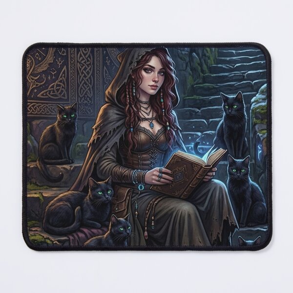Item preview, Dark Academia Witch Wall Art | Mystical Black Cat Decor | Gothic Fantasy Gift for Goth Girl designed and sold by YNAMREG.