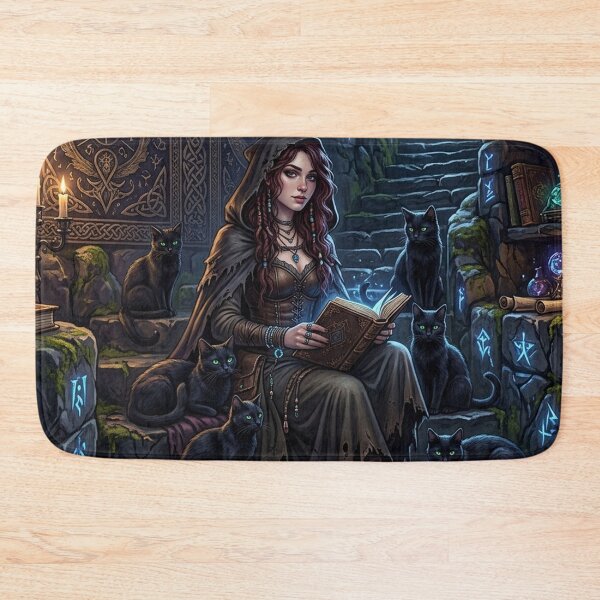 Item preview, Dark Academia Witch Wall Art | Mystical Black Cat Decor | Gothic Fantasy Gift for Goth Girl designed and sold by YNAMREG.