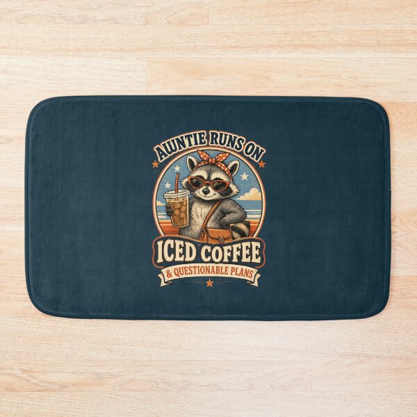 Item preview, Auntie Runs on Iced Coffee Funny Retro Raccoon designed and sold by tegrammer.