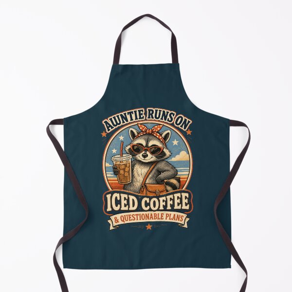 Item preview, Auntie Runs on Iced Coffee Funny Retro Raccoon designed and sold by tegrammer.