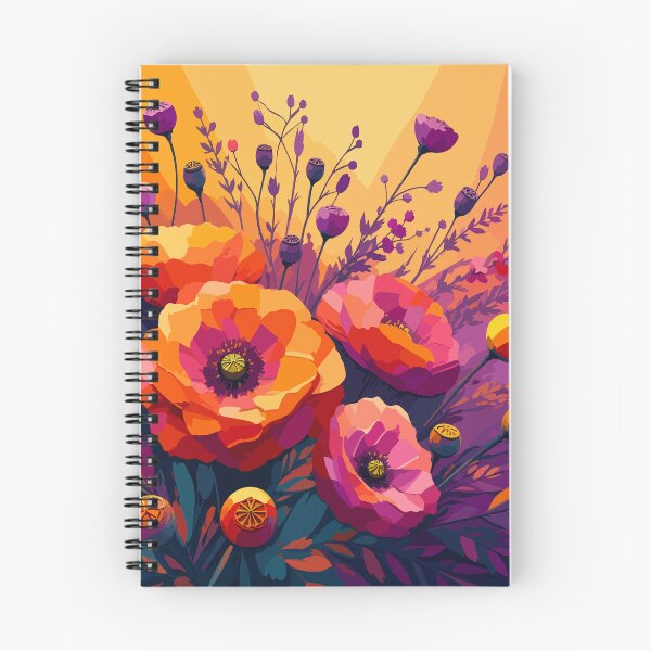 Item preview, Colorful Poppy Flower Garden – Retro Boho Botanical Art designed and sold by ArtByBoya.