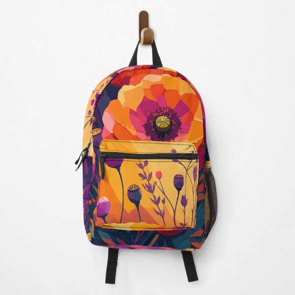 Item preview, Colorful Poppy Flower Garden – Retro Boho Botanical Art designed and sold by ArtByBoya.