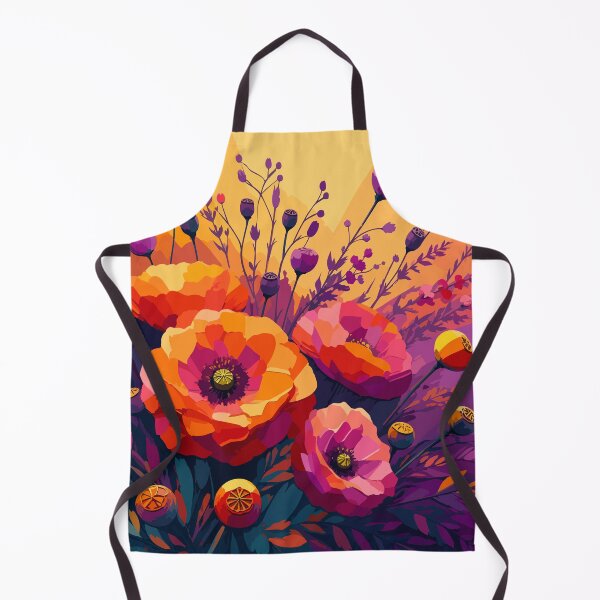 Item preview, Colorful Poppy Flower Garden – Retro Boho Botanical Art designed and sold by ArtByBoya.