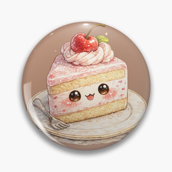 Item preview, Cute Kawaii Cake Slice Watercolor – Adorable Pink Layer Cake Character with Cherry designed and sold by MagicMakerPh.