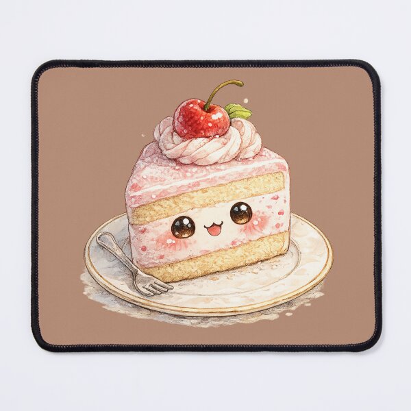 Item preview, Cute Kawaii Cake Slice Watercolor – Adorable Pink Layer Cake Character with Cherry designed and sold by MagicMakerPh.