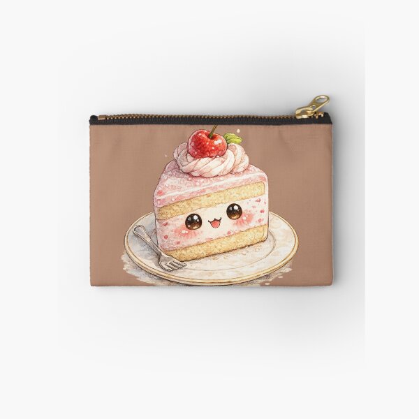 Item preview, Cute Kawaii Cake Slice Watercolor – Adorable Pink Layer Cake Character with Cherry designed and sold by MagicMakerPh.