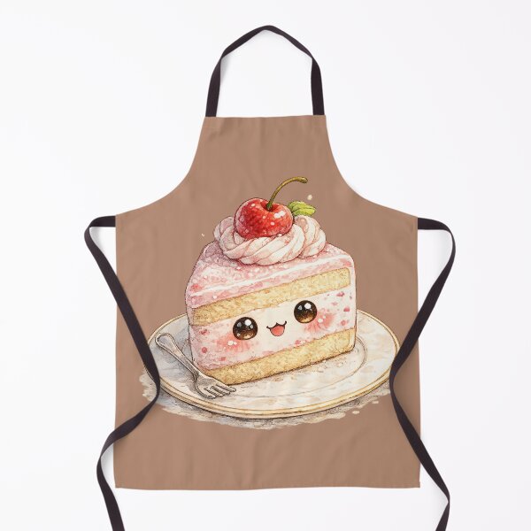 Item preview, Cute Kawaii Cake Slice Watercolor – Adorable Pink Layer Cake Character with Cherry designed and sold by MagicMakerPh.