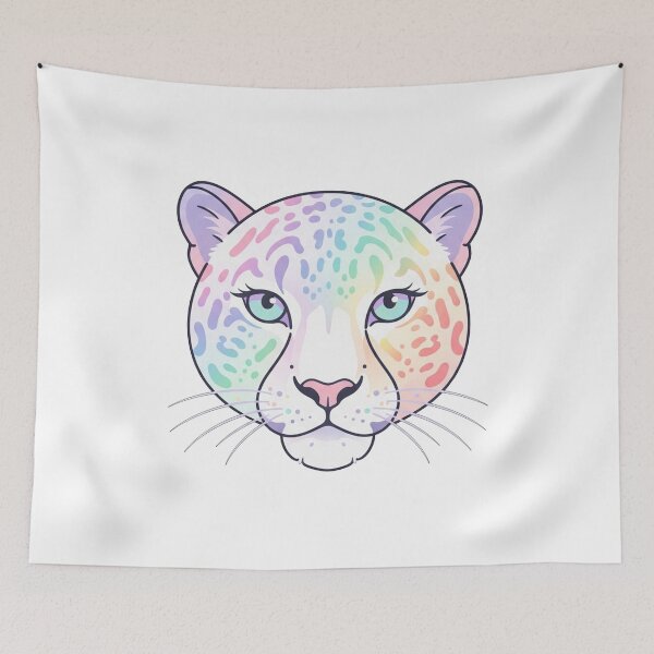 Item preview, Iridescent Pastel Rainbow Leopard Face designed and sold by Owcomm.