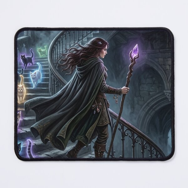 Item preview, Mystical Witch Tapestry | Glowing Spirit Cats Art Print | Magical Gift for Dark Fantasy Lover designed and sold by YNAMREG.