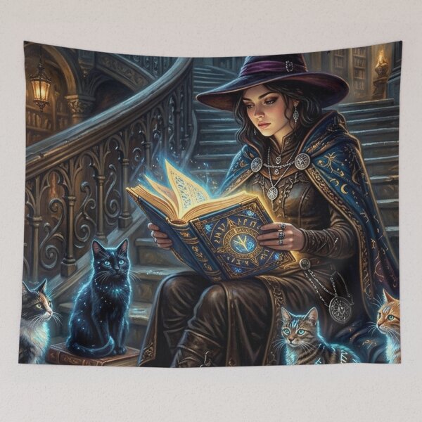 Item preview, Witch Library Wall Art | Glowing Spellbook Poster | Dark Academia Gift for Book Lover designed and sold by YNAMREG.