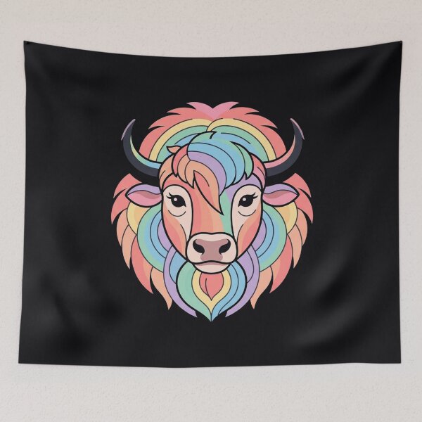 Item preview, Colorful Rainbow Buffalo Portrait Graphic designed and sold by Owcomm.