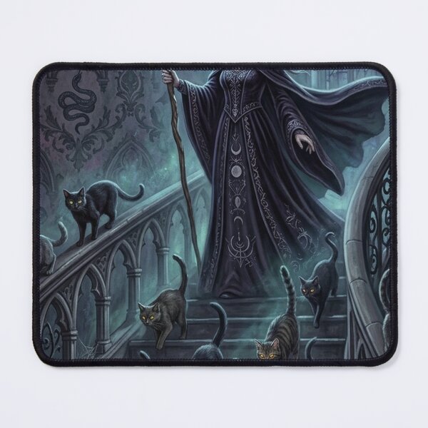 Item preview, Gothic Witch Poster | Creepy Cute Cat Tapestry | Dark Fantasy Wall Art Gift for Goth designed and sold by YNAMREG.