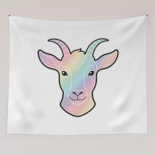 Item preview, Rainbow Goat Head Portrait Minimalist Illustration designed and sold by Owcomm.